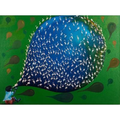 Little Creator,'Surreal Oil Painting from Balinese Artist'