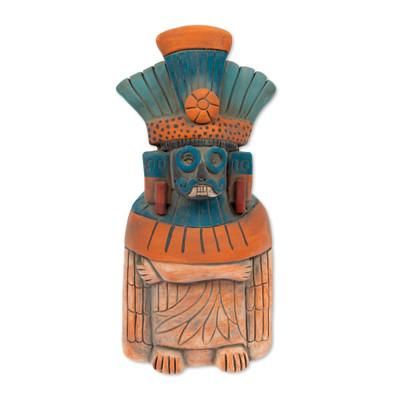 Mighty Tlaloc,'Rustic Ceramic Sculpture of Tlaloc from Mexico'