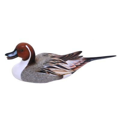 Wood sculpture, 'Life Size Pintail Duck' - Wood Bird Sculpture