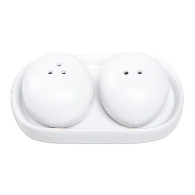 Soft Seasoning,'White Ceramic Salt and Pepper Set (3 Pieces)'