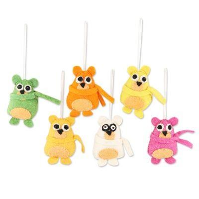 Koala Christmas,'Handcrafted Wool Christmas Ornaments (Set of 6)'