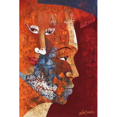 Pure Love II,'Romantic Expressionist Portrait Painting from India'