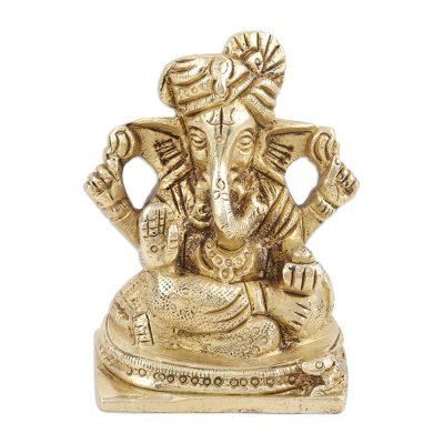 Golden Ganesha,'Hand Crafted Brass Ganesha Statuette'