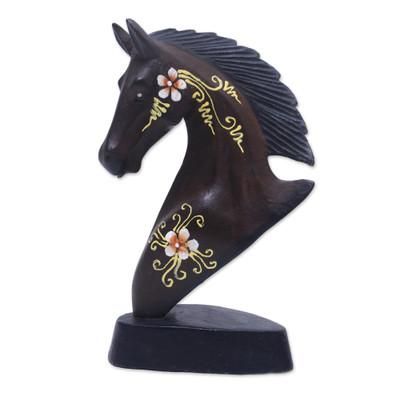 'Horse Wood Figurine Hand-carved & Hand-painted in Indonesia'