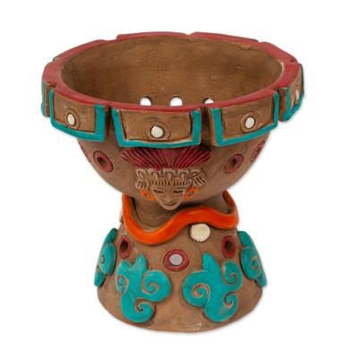 Footed Censer,'Artisan Crafted Decorative Ceramic Footed Bowl'