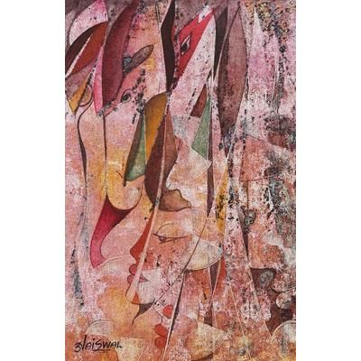 Go with the Flow I,'Abstract Acrylic Painting from India'