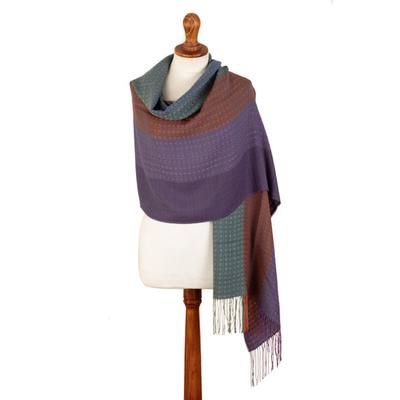 Vibrant Andes,'Multicolor Shawl Hand Woven in Peru from Baby Alpaca Blend'