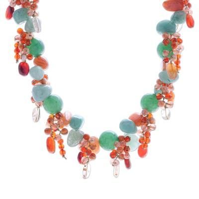 Bright Garden,'Handcrafted Aventurine and Chalcedony Beaded Necklace'