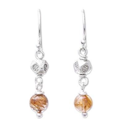 Karen Rapture,'Rutilated Quartz and Karen Silver Dangle Earrings'
