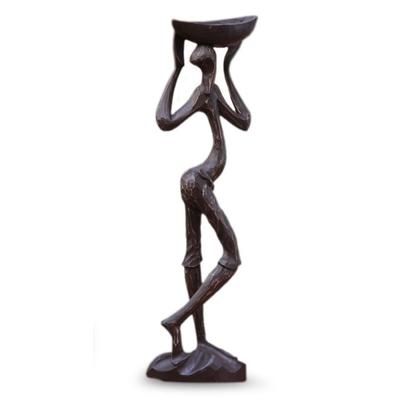 Wood sculpture, 'Akan Farmer'