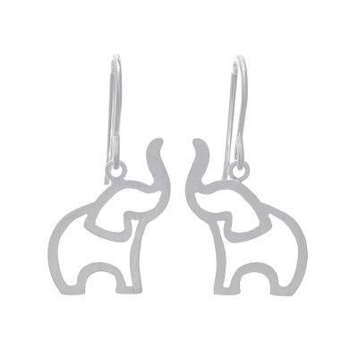 'Brushed-Satin Sterling Silver Elephant Dangle Earrings'