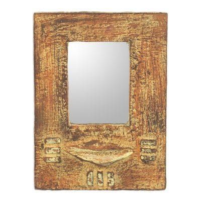 Worlasi Faith,'Handcrafted Sese Wood Wall Mirror from Ghana'