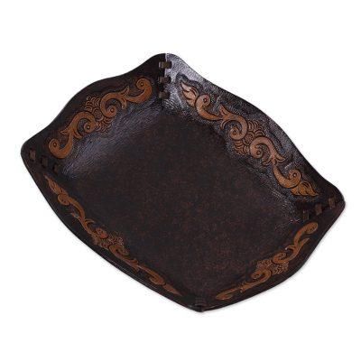 Spanish Viceroy,'Peru Handcrafted Tooled Leather Colonial Art Theme Catchall'