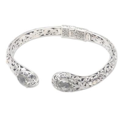 'Floral 18k Gold-Accented Cuff Bracelet with Prasiolite Gems'