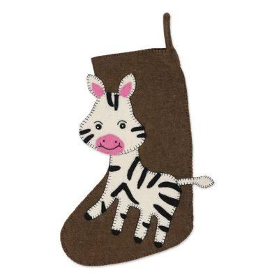 Zany Zebra,'Wool Felt Christmas Stocking Zebra'