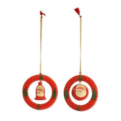 Christmas Rings,'Papier Mache Christmas Ornaments (Pair) from India'