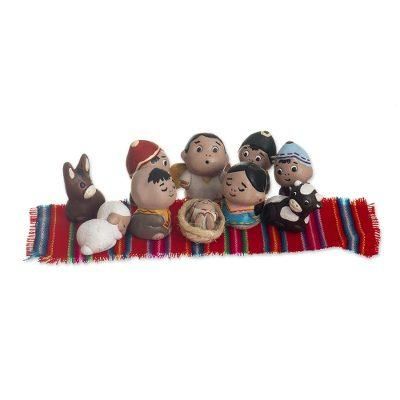 Wise Andeans,'Ceramic Nativity Scene Figures With Andean Theme (10 Pieces)'