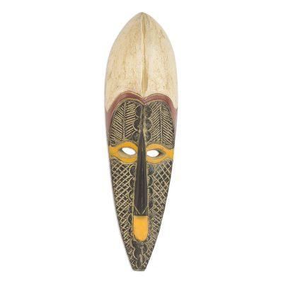 In the Distance,'Handcrafted African Sese Wood Wall Mask from Ghana'