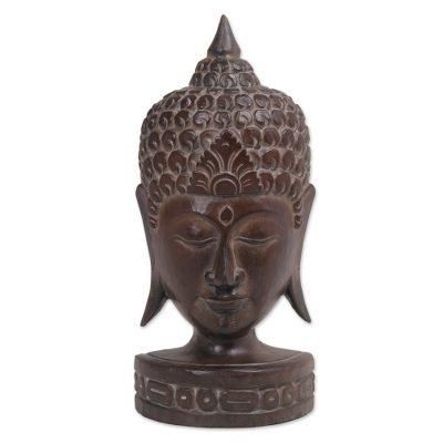 Peaceful Soul,'Albesia Wood Sculpture of Buddha from Indonesia'