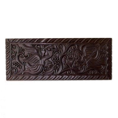 Angels with Trumpets,'Artisan Crafted Pine Wood Wall Panel with Angel Motif'