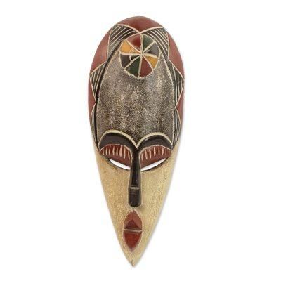 Kasha,'Hand Carved and Painted Sese Wood African Mask from Ghana'