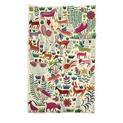 'Chain-Stitched Animal-Themed Wool Area Rug (5x8) from India'