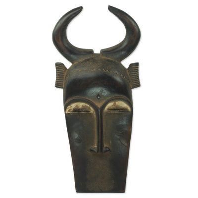 Bemba Healer,'African Bemba Healer Wall Mask Zoomorphic Man from Ghana'