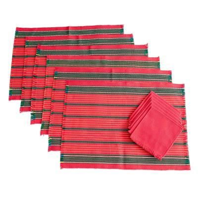 Red Christmas,'Red and Green Table Linens (Set for 6)'