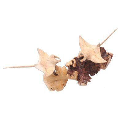 Stingray Swimmers,'Hand Carved Jempinis Wood Stingray Sculpture'