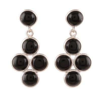 Black Bubbles,'Black Onyx Dangle Earrings Crafted in India'