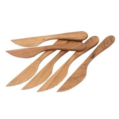 Sharp Set,'Handmade Teak Wood Dinner Knives from Bali (Set of 6)'