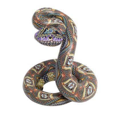 Rattlesnake,'Polymer Clay Rattlesnake Sculpture (4.5 Inch)'