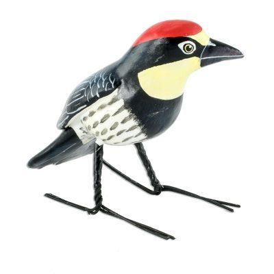 Acorn Woodpecker,'Guatemala Handcrafted Ceramic Acorn Woodpecker Figurine'