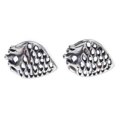 Agave Heart,'Sterling Silver Agave Heart Button Earrings'