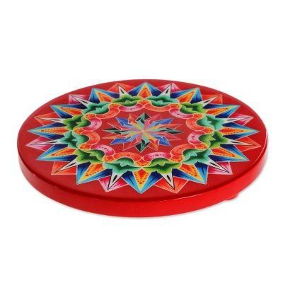 Traditional Colors in Red,'Decoupage Wood Trivet in Red from Costa Rica'