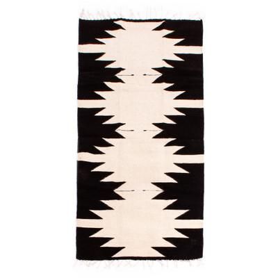 Maguey,'Zapotec Black and White Area Rug from Mexico (2.5 X 5)'