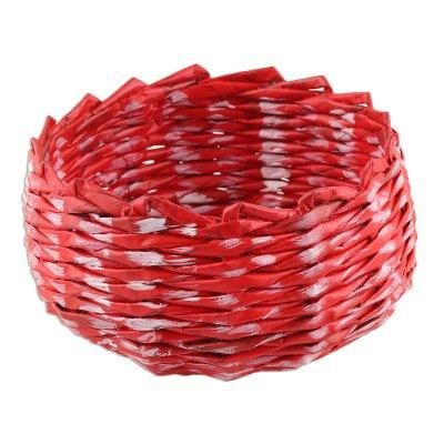 Red and White,'Red and White Recycled Paper Basket from India'