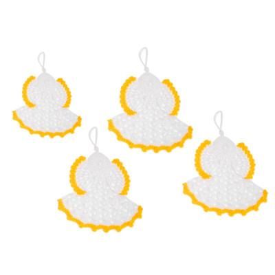 Light of Love,'Hand-Crocheted Angel Ornaments in White (Set of 4)'