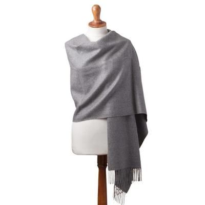 Simple Beauty in Smoke,'100% Baby Alpaca Shawl in Solid Smoke from Peru'