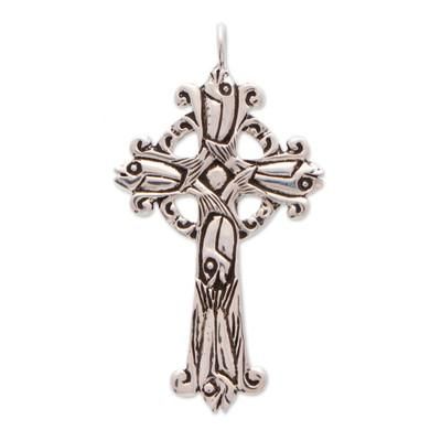 Santiago Cross,'Taxco Sterling Silver Cross Pendant from Mexico'