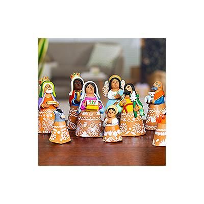 Nativity Scene Bells,'Handcrafted Ceramic Nativity Scene Bells (11 pieces)'