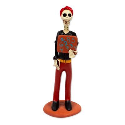 Professor Catrin,'Skeletal Ceramic Professor Statuette from Mexico'