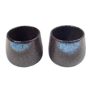 Bohemian Satisfaction,'Set of 2 Handcrafted Bohemian Ceramic Cups from Bali'