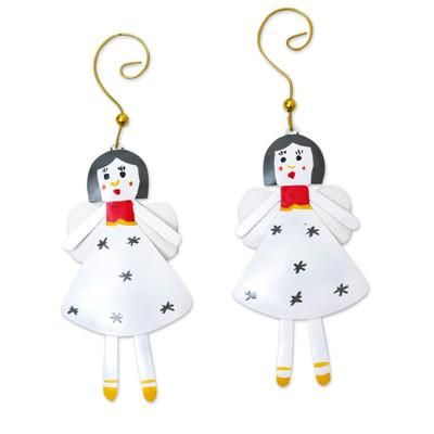'Pair of Angels Iron Christmas Ornaments Hand-Painted in Bali'