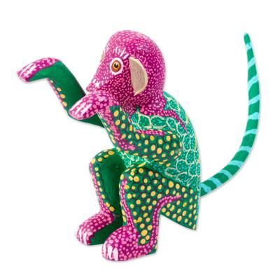 Bold Monkey,'Multicolored Small Alebrije Figurine'