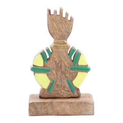 Nature's Prayer,'Handcrafted Mango Wood Sculpture of Man Praying'