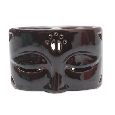 Buddha's Gaze,'Buddha's Gaze Brown Ceramic Oil Warmer'