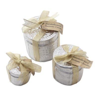 Morning Glow,'Aluminum Tinned Beeswax Candles from Bali (Set of 3)'