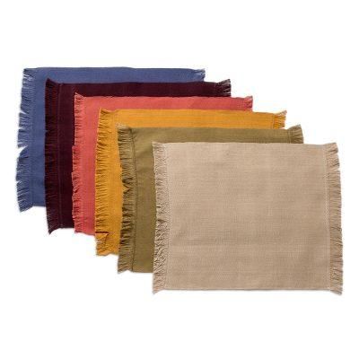 Autumn Facets,'Set of 6 Handwoven Cotton Napkins with Colorful Palette'