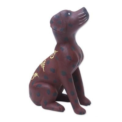 'Dog Wood Figurine Hand-carved & Hand-painted in Indonesia'